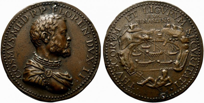 FIRENZE. Cosimo I de' Medici (1519-1574) Medaglia per le fortificazioni di Porto...