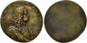 FIRENZE. Cosimo III de Medici (1670-1723) Placchetta uniface. (Ø 94,5 mm.) (opus: M. Soldani) COSMVS III D G MAGNVS DVX ETRVRIÆ VI Busto drappeggiato ...