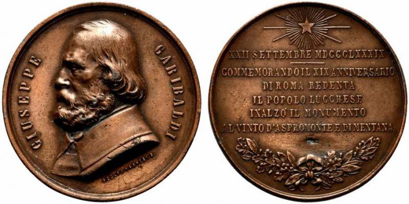 LUCCA. Giuseppe Garibaldi, patriota e generale (1807-1882) Medaglia 1889 per l’i...