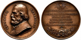 LUCCA. Giuseppe Garibaldi, patriota e generale (1807-1882) Medaglia 1889 per l’inaugurazione del monumento a Lucca. (opus: A. FARNESI) (Ø: mm. 50) Bus...