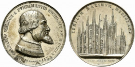 MILANO. Gian Galeazzo Visconti (1385-1402) Medaglia a ricordo del fondatore del Duomo di Milano (opus: F. Broggi) (Ø: 46 mm.) IOAN GALEATIVS VICECOM A...