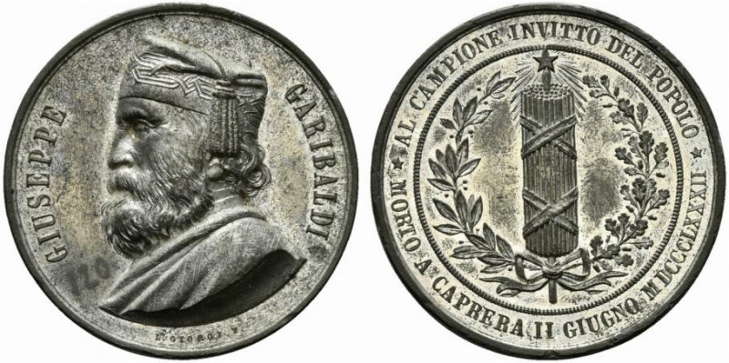 MILANO. Giuseppe Garibaldi, patriota (1807-1882) Medaglia 1882 (opus L. Giorgi) ...