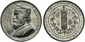 MILANO. Giuseppe Garibaldi, patriota (1807-1882) Medaglia 1882 (opus L. Giorgi) (gr. 48,7) (mm. 51) GIUSEPPE GARIBALDI Busto a sn con copricapo; sotto...