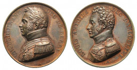 NAPOLI. Carlo Ferdinando di Borbone Duca di Berry (1778-1820) e Louis Antonio di Borbone Duca di Angouleme (1775-1844). Medaglia commemorativa (mm. 41...