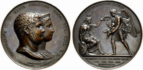 NAPOLI. Ferdinando II di Borbone (1830–1859) Medaglia 1836 per la nascita del Duca di Calabria Francesco di Borbone. (ø 65 mm.) (opus: M. Laudicina e ...