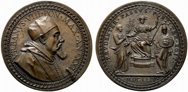 Urbano VIII (1623-1644) Medaglia 1644/ XXI per la guerra contro i Farnese del Du...