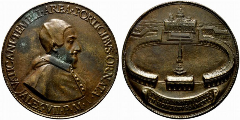 ROMA. Alessandro VII (1655-1667) Grande medaglia fusa 1657 per la costruzione de...