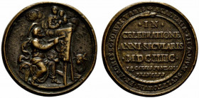 ROMA. ACCADEMIA DI S. LUCA. Medaglia fusa 1696 premio al principe Carlo Fontana. (opus: E e G. Hamerani) (Ø 42 mm.) + ACADEMIA PICTORUM SCVLPTORVM ET ...