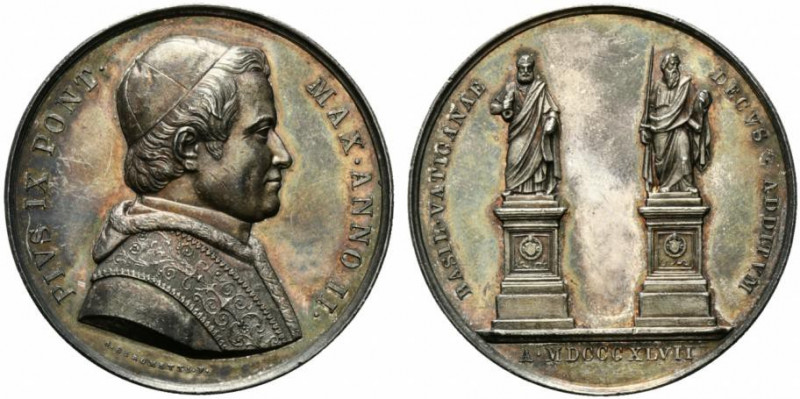 ROMA. Pio IX (1846-1878) Medaglia 1847/ II con le statue degli apostoli Pietro e...