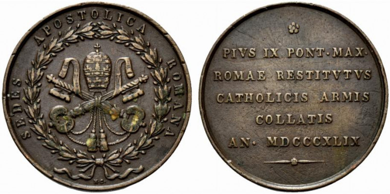 ROMA. Pio IX (1846-1878) Medaglia 1849 commemorativa della restaurazione pontifi...