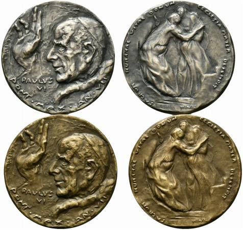 ROMA. Paolo VI (1963-1978) Medaglia annuale A/ VII (1 AR + 1 AE) (opus: E. Calve...