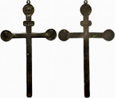 ROMA. Crocifisso a croce latina (mm. 113x67) con immagini cerchiate alle estremità dei bracci e e in alto: a ds. la B. Vergine velata, a sn. S. Giovan...