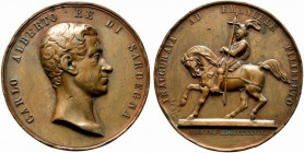 TORINO. Carlo Alberto (1831-1849) Medaglia 1838 per l’inaugurazione del monumento a Emanuele Filiberto. (opus: Galeazzi) (Ø: 70 mm.) Busto a ds. R/ St...