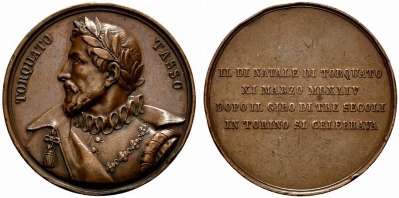 TORINO. Torquato Tasso (1544-1595) Medaglia 1844 per le celebrazioni del terzo c...