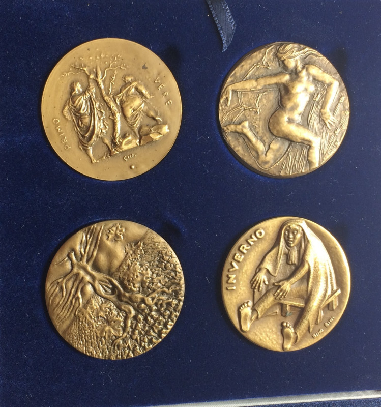 REPUBBLICA ITALIANA. Serie di 4 medaglie in AE “ Le quattro stagioni “ 1980. FDC...