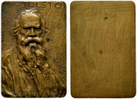 Lev Nikolayevich Tolstoy (1828-1910) Placchetta uniface (opus: G. Lassioli) (mm. 50x34) Busto frontale di Tolstoy; in alto, scritta TOLSTOI e in alto ...