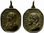 Medaglia (mm. 19x30). Busto della B. Vergine a R/ Busto del Salvatore a sn. sn. AE - qSPL