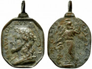 Medaglia (mm. 29x19). Busto del Salvatore a sn. R/ L’angelo custode verso sn. AE - +BB