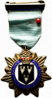 Distintivo-badge massoneria inglese con smalti. ROYAL MASONIC INSTITUTION FOR BOYS. Stafford 1926. Steward. (Lunghezza con nastro: 80 mm.) - SPL+