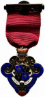 Distintivo-badge massoneria inglese con smalti. ROYAL MASONIC BENEVOLENT INSTITUTION 1932. STEWARD. (Lunghezza con nastro: 77 mm.) - SPL+