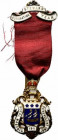 Distintivo-badge massoneria inglese con smalti. ROYAL MASONIC BENEVOLENT INSTITUTION 1911. CORONATION YEAR. STEWARD (Lunghezza con nastro: 100 mm.) - ...