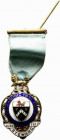Distintivo-badge massoneria inglese con smalti. ROYAL MASONIC INSTITUTION FOR BOYS 1917. STEWARD. (Lunghezza con nastro: 90 mm.) - SPL+