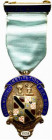 Distintivo-badge massoneria inglese con smalti. The Royal MASONIC INSTITUTION FOR BOYS 1928 NIL ACTUM SI QUID AGENDUM. STEWARD (Lunghezza con nastro: ...