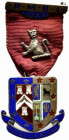 Distintivo-badge massoneria inglese con smalti. R.M.B.I. 1937, KODES LA ADONAI 1937. Kodes La Adonai, AE argentato (Lunghezza con nastro: 75 mm.) - SP...
