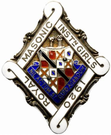 Distintivo-badge massoneria inglese con smalti. ROYAL MASONIC INSTITUTION FOR GI...