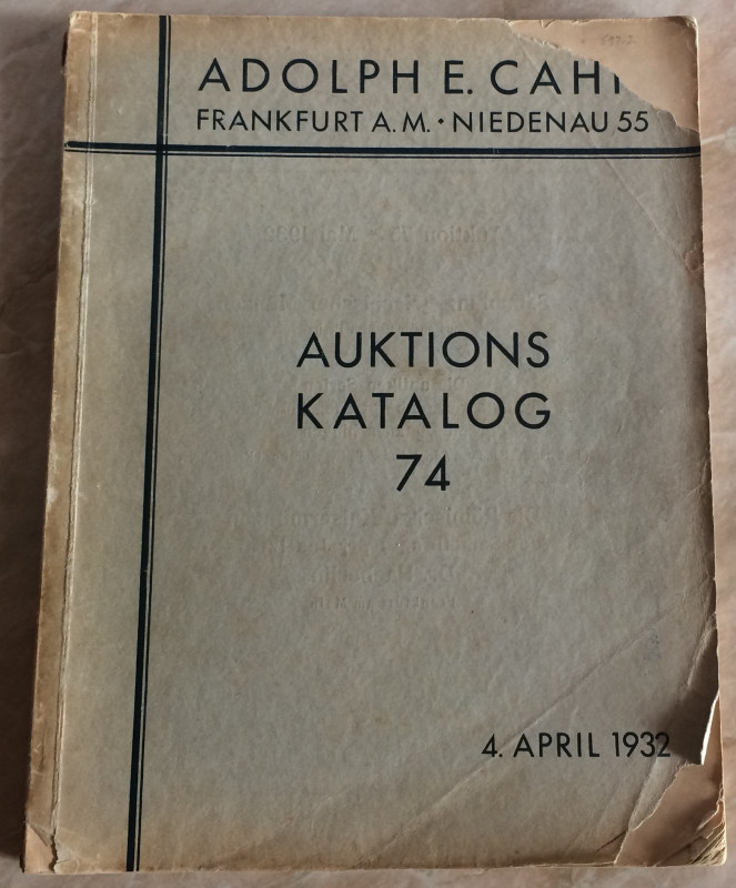 Cahn Adolph E. Auktions Katalog 74. Norddeutsche Sammlung 1. Teil Serien des Röm...