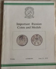 Christie’s. Important Russian Coins and Medals. London, 15 June 1979. Brossura editoriale, 30p, 250 lotti, 18 tavole. Prezzi di valutazione, Important...
