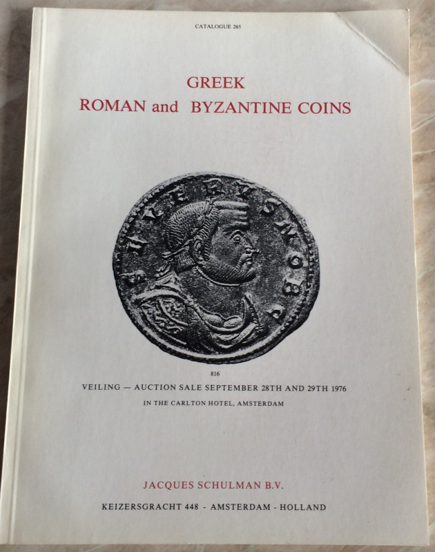 Schulman J. B. V. Catalogue 265. Greek, Roman and Byzantine coins. Amsterdam, 28...