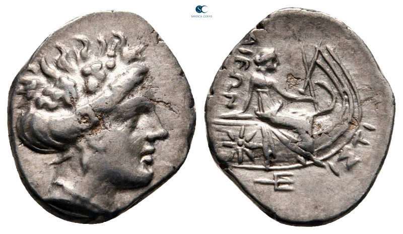 Euboea. Histiaia circa 338-304 BC. 
Tetrobol AR

15 mm, 1,58 g

Head of His...