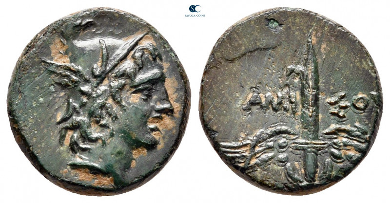 Pontos. Amisos circa 85-65 BC. 
Bronze Æ

14 mm, 2,39 g

Head of Perseus ri...