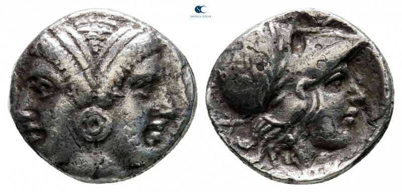 Mysia. Lampsakos circa 390-330 BC. 
Diobol AR

10 mm, 1,25 g

Janiform fema...