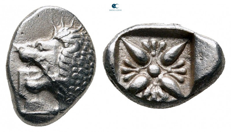 Ionia. Miletos circa 520-480 BC. 
Diobol AR

11 mm, 1,12 g

Forepart of a l...
