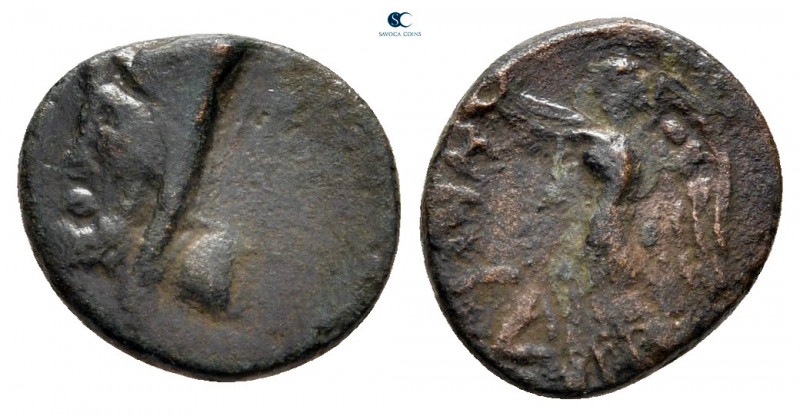 Kings of Sophene. Armenian mint. Mithradates I 150-100 BC. 
Chalkous Æ

12 mm...