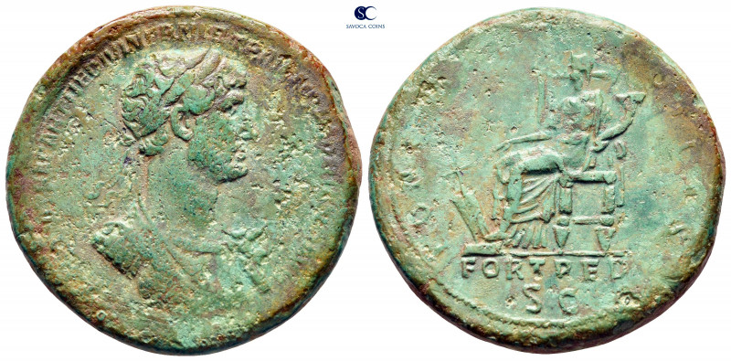 Hadrian AD 117-138. Struck AD 117. Rome
Sestertius Æ

35 mm, 20,43 g

IMP C...