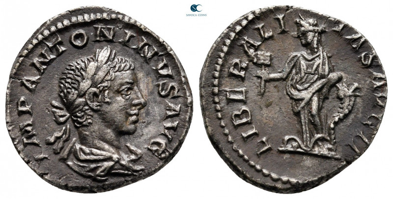 Elagabal AD 218-222. Rome
Denarius AR

18 mm, 2,84 g

IMP ANTONINVS AVG, la...