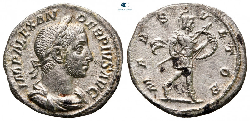 Severus Alexander AD 222-235. Rome
Denarius AR

17 mm, 2,74 g

IMP ALEXANDE...