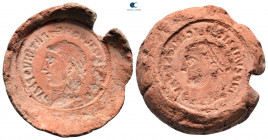 AD 306-337. Counterfeit mold/ casting mold. Clay