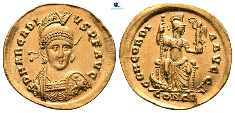 Arcadius AD 383-408. Struck AD 397-402. Constantinople. 4th officina
Solidus AV...