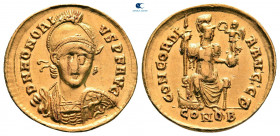 Honorius AD 393-423. Struck AD 402-403. Constantinople. 9th officina. Solidus AV