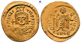 Maurice Tiberius AD 582-602. Constantinople. 6th officina. Solidus AV