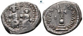 Heraclius with Heraclius Constantine AD 610-641. Struck AD 615-638. Constantinople. Hexagram AR