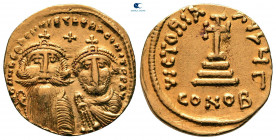 Heraclius with Heraclius Constantine AD 610-641. Constantinople. 3rd officina. Solidus AV