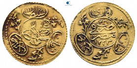 Ottoman. Misr (Cairo) mint. Mahmud II AH 1808-1839. (AH 1223-1255). Dually dated AH 1223 and RY 22 (1829). AV Yarım Hayriye Altın