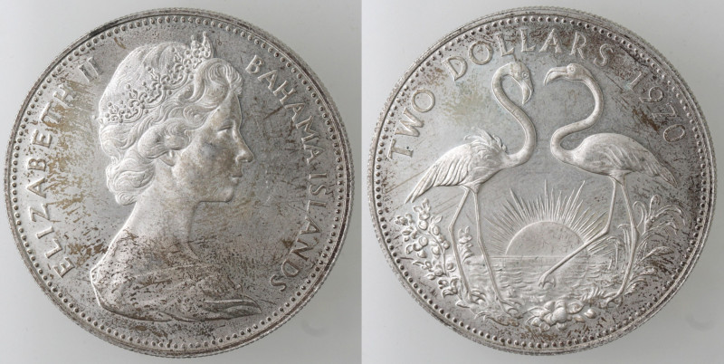 Monete Estere. Bahamas. Elisabetta II. 2 Dollari 1970. Ag 925. Km. 9. Peso gr. 2...