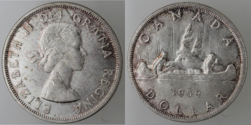 Monete Estere. Canada. Elisabetta II. Dollaro 1959. AG 800. Km. 54. Peso gr. 23,...