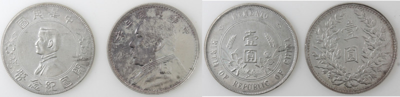 Monete Estere. Cina. Repubblica. 1912-1949. Lotto di 2 monete. RICONIO. MB. SPL+...